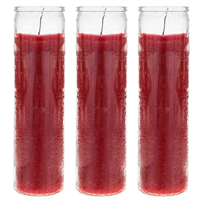 Mega Candles Unscented Devotional Vigil Prayer Wax Candle 3 Count 2" x 8" - color: Red, size: 3 Pieces