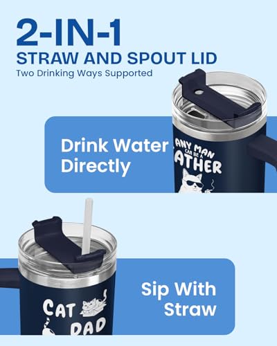 34HD Cat Dad Club Funny 40 oz Tumbler with Handle, Cat Lover Gift - color: Cat Dad Club