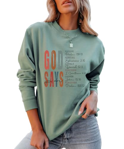 Faith Sweatshirts for Women Christian Jesus God Graphic Sweatshirt - color: Blue, size: X-Large