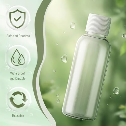 12PCS 30ml/1oz Empty Refillable PET Transparent Plastic Jar Bottles Travel Cosmetic Container Pot Holder With Plastic Screw Lid For Lotion Essential Oil Toner Perfume(Cap Color Random)