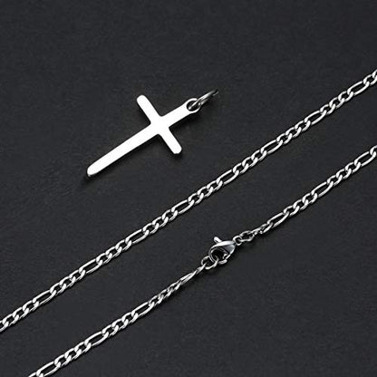 Joxevyia Cross Necklace for Men Stainless Steel Silver Cross Pendant Polished Chain Simple Faith Christian Jewelry Gift for Son Boys 16-24 Inch Baptism Confirmation Christmas - style: Big cross pendant(1.2"*0.7")