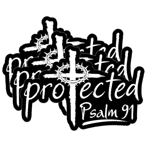 3 Pcs Protected Sticker Cross Christian Psalm Religious Jesus Bible Verse Faith Waterproof Vinyl Decal for Water Bottle Tumbler Hard Hat Helmet Car Laptop Gift 3 Inches - color: 3 Inches