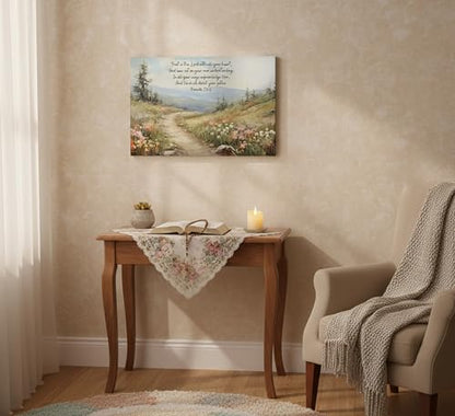 YOXORDQ Bible Verses Proverbs 3：5-6 Canvas Wall Art,24x16in - color: Scripture Flower, size: 24"L x 16"W