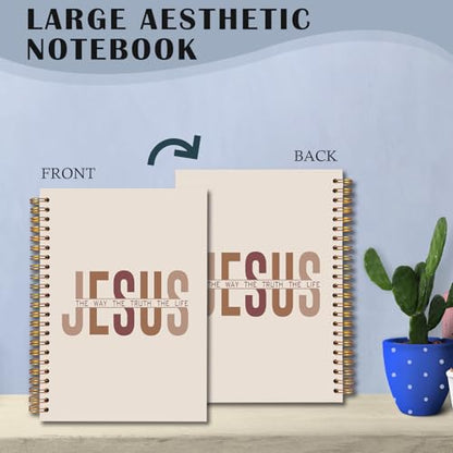 Jesus Christian Spiral Notebooks, the Way Truth Life Bible Verse Journal, Jesus Journals for Writing, Christian Gifts for Women Men, Religious Notebook for Note Taking, 5.5x8.3 Inch - color: white Bible Notebook-11