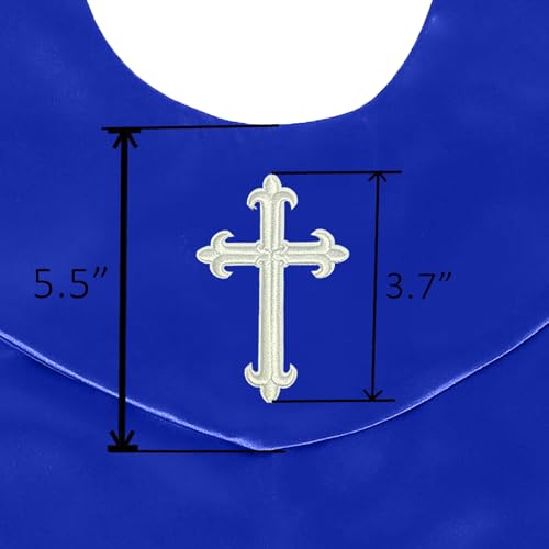 GradPlaza Unisex V Shape Church Choir Stole with Gold or White Embroidery Cross for Adults Church - color: Blue, style: White Cross