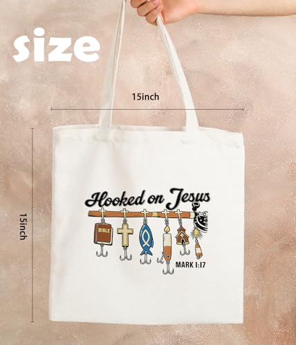 Christian Jesus Inspirational Canvas Tote Bag for Church Baptism - color: Jesus3