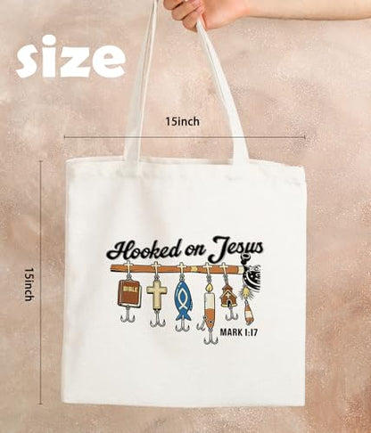 Christian Jesus Inspirational Canvas Tote Bag for Church Baptism - color: Jesus3