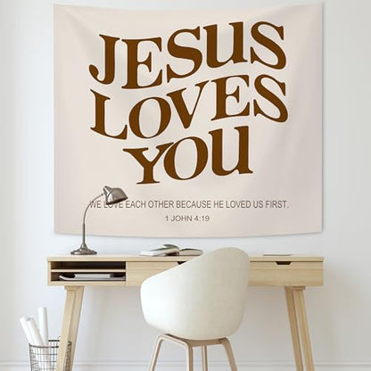 KAIOUS Jesus Loves You Christian Wall Hanging Tapestry, 50x58 - color: Jesus Loves You, size: 58"L x 50"W