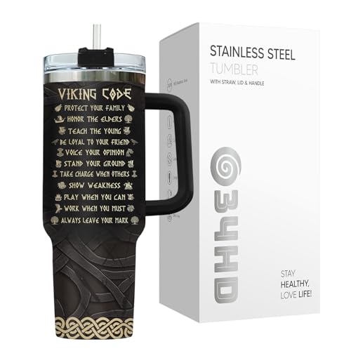 34HD Valhalla Viking 40 oz Tumbler with Handle, Hunter Life Gift - color: Viking Code