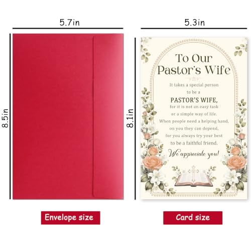 Pastor's Wife Appreciation Card, Christian Thank You Greeting with Heartfelt Poem, Religious Birthday Card Gift for Woman Her Church Leader's Spouse - color: Pastor's Wife