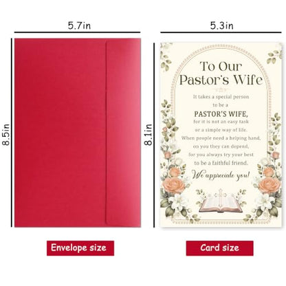 Pastor's Wife Appreciation Card, Christian Thank You Greeting with Heartfelt Poem, Religious Birthday Card Gift for Woman Her Church Leader's Spouse - color: Pastor's Wife
