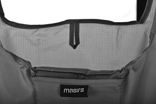 Masirs Reusable Grocery Bags 6 Pack, Large Foldable Tote, Folds Compact - color: Grey