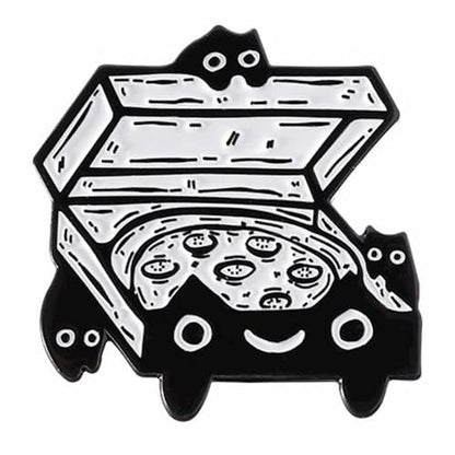 Enamel Pins, Jesus Christ & Cross Pins for Backpacks, Christian Religious God Faith Lapel Pin, Catholic Bedge Brooch for Lanyard, Bag, Hat, Clothes, Jacket, Vest. - style: Black Pizza Cat