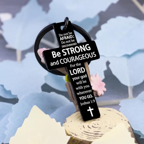 Cross Keychain for Men Women Jesus Keychain Christian Key chain Bible Verse Accessories Scripture Religious - color: Black