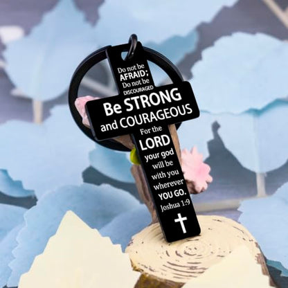 Cross Keychain for Men Women Jesus Keychain Christian Key chain Bible Verse Accessories Scripture Religious - color: Black