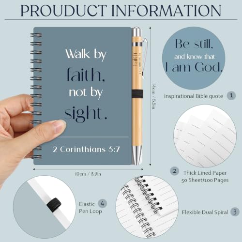 Eaasty 10 Sets Christian Gifts Bulk Bible Notebook with Pen, Blue Gray - color: Blue Gray