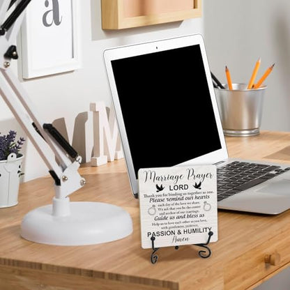 Christian Gifts for Women Men, Religious Wedding Gift, Wedding Gifts For Couples Newlyweds, Marriage Blessing Gifts, Engagement Gifts for Couples, Christian Wooden Plaque Sign With Stand - style: F