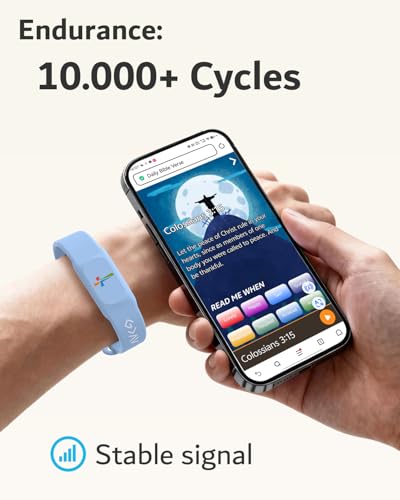 Bible Verse Bracelets – Silicone NFC-Enabled Faith Bracelet for Women & Men, 8 Colors Representing Emotions - color: Light-Blue(Faith Over Fear)