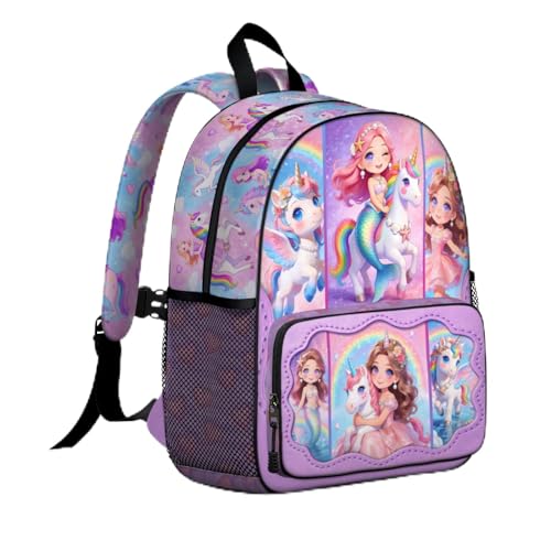 Kids Backpack for Girls Lightweight Toddler Backpack for School Girls Children's Backpack 3-8 Ages Mermaid for Kids 15 Inch School Bookbag for Kindergarten Elementary with Padded Straps & Back - color: Mermaid