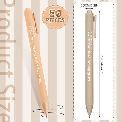 Cholemy 50 Pcs Bible Verse Pens Bulk Christian Pens Black Ink - color: Morandi