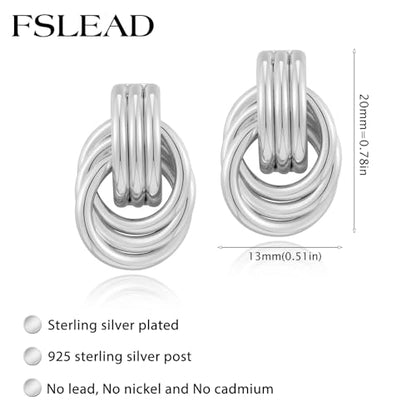14K Gold Earring Cross Waterdrop Butterfly Heart Knot Earrings for Women Gold Silver Cross Leverback Drop Gold Silver Teardrop Hoop Dangle Earring White Gold Dangle Drop Earring - color: Silver-Statement Knot Dangle Earring