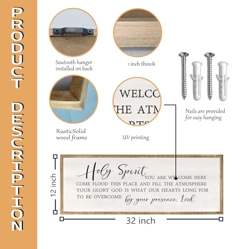 RLWangChao Holy Spirit You are Welcome Here Wall Decor Art 32"×12" Wood - color: Holy Spirit You are Welcome Here (Wood), size: 32"L x 12"W