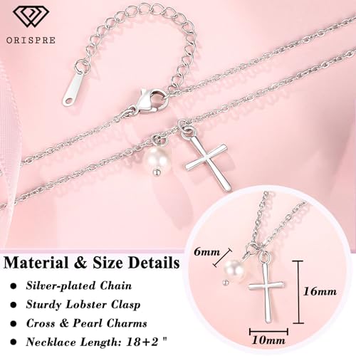 Pearl Cross Necklace for Girls- Gifts for Girls Jewelry