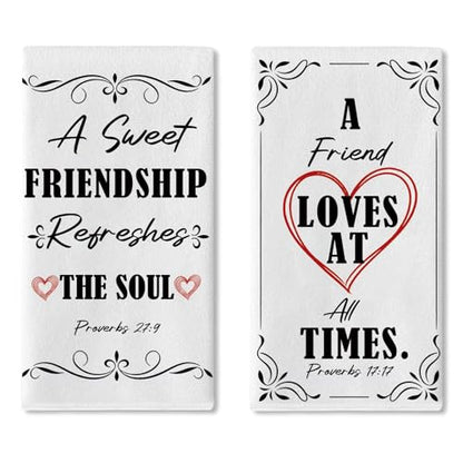 A Sweet Friendship Refreshes The Soul Kitchen Dish Towels Set of 2