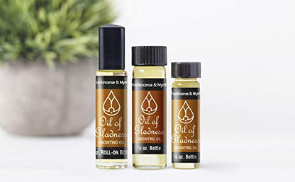 Oil of Gladness Frankincense and Myrrh Anointing Oil - Oil for Daily Prayer, Ceremonies, and Blessings 1/3 oz Roll-On - size: 0.3 Fl Oz (Pack of 1)