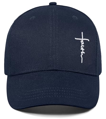 Christian Jesus Hats for Men & Women - Cross Logo Faith Baseball Caps - Ideal Religious Gifts for Thanksgiving and Christmas - color: Navy Blue
