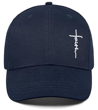 Christian Jesus Hats for Men & Women - Cross Logo Faith Baseball Caps - Ideal Religious Gifts for Thanksgiving and Christmas - color: Navy Blue