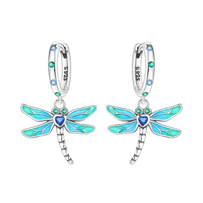 925 Sterling Silver Drop & Dangle Earrings for Women,Butterfly Dragonfly and Bee|Flower and leaf Earrings, Suitable for Sensitive Ears Fashion Jewelry Gift- Hypoallergenic Earrings - color: Dragonfly