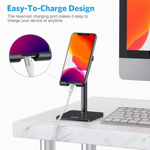 OMOTON CA02 Cell Phone Stand with Charging Hole for Desk Lightweight Black - color: Black