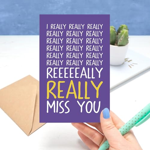 Funny Miss You Card, Long Distance Friendship Card, Humor Thinking of You Card for Friend, Boyfriend, Girlfriend, Family, Relatable Meme Style - color: I Really Miss You