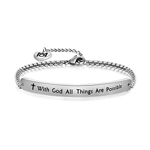 MYOSPARK Religious Jewelry Matthew 19:26 "with God All Things are Possible Cuff Bracelet - color: Bracelet