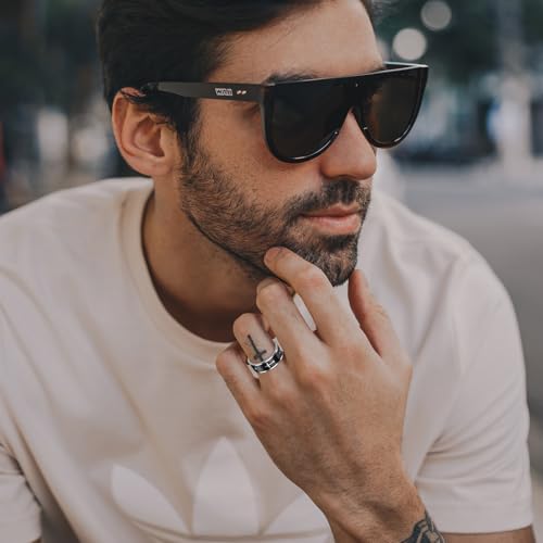 Retro Minimalist Cross Ring 8mm Stainless Steel Black Oxidation Corrosion Ring Anti Tarnish Classic Band Ring Fashion Jewelry for Men Women,Size Available - style: big cross