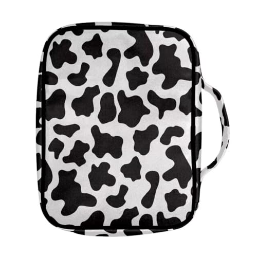 Coldinair Cow Print Bible Covers for Men Women Kids,Carrying Book Bible Case Church Bag Bible Protective with Handle and Zippered Pocket - color: Cow Print