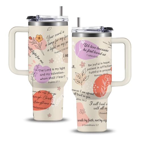 Christian Gifts for Women Mothers Day - Faith Bible Verse Gifts Baptism Tumbler - Inspirational Religious Birthday Gift - Catholic Spiritual Christmas Gift Coffee Cup for Mom Girl Friends 40oz - color: Christian