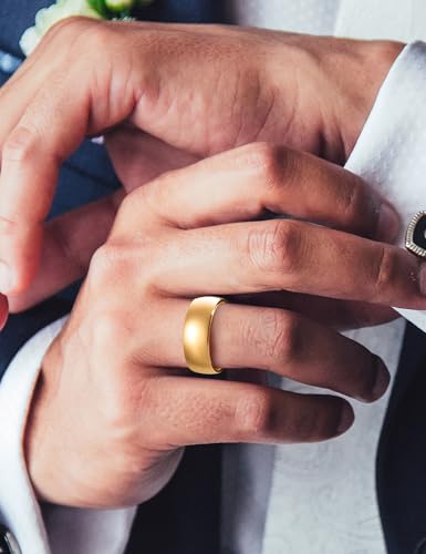 King Will 316L Wedding Band for Men Women, 4-8mm I LOVE YOU Dome Size 4-15 - color: B-Gold-Plated-8mm