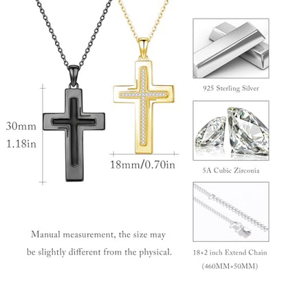 TUGHRA Couples Necklace Sterling Silver His and Hers Matching Necklace, Pendant Couples Jewelry Gifts for Couple Her Him - style: 02-Cubic Zirconia cross2