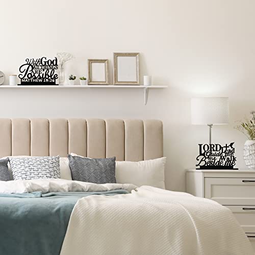 Geetery 4 Pcs Inspirational Centerpiece Table Decorations Blessed Wooden Signs Religious Table Decor with God Possible Biblical Verse Faith Positive Motivational Decoration for Farmhouse Living Room