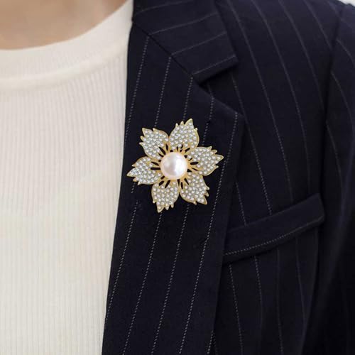 Brooch Pins For Women Fashion Elegant Brooches Lapel Badges Coat Sweater Scarves Shawl Dress Accessory Wedding Party Prom Jewelry - color: Golden -B