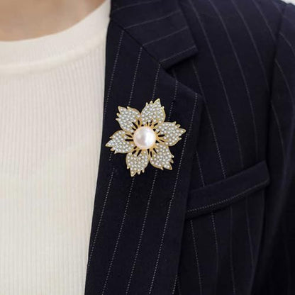 Brooch Pins For Women Fashion Elegant Brooches Lapel Badges Coat Sweater Scarves Shawl Dress Accessory Wedding Party Prom Jewelry - color: Golden -B