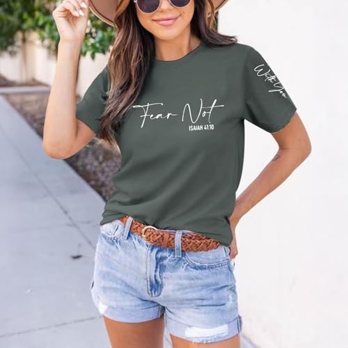 Fkatuzi Christian Jesus Faith Shirts for Women God Bible Verse Religious Tshirts Inspirational Graphic Tees Cotton Tops - color: Deep Gray, size: Large
