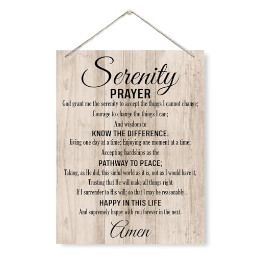 Serenity Prayer Sign- God Grant me The Serenity to Accept The Things I Cannot Change, Religious Decor Sign, Rustic Wooden Hanging Plaque Sign, Wall Decor Art, Calm Down Corner Decor, Christian Gift - color: Color 08