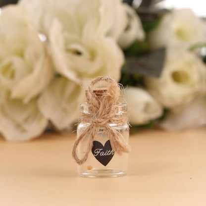 Christian Faith Favors bulk gifts - Mini Glass Bottle Keepsakes - color: Kraft-Heart-10Pcs
