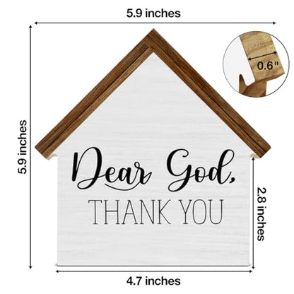 Christian Home Decor, Dear God Thank You House Shaped Wood Sign - color: Dear