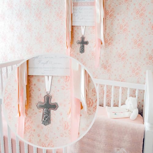 elskandi Crib Cross God Bless This Baby Girl Wall Art for Nursery