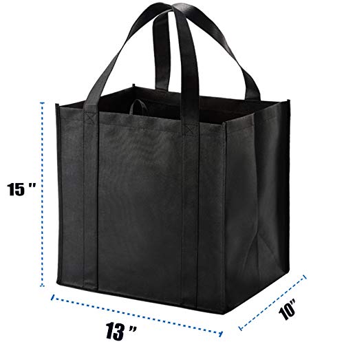NERUB 10 Pack Reusable Reinforced Handle Grocery Bags - Heavy Duty Large Shopping Totes with Thick Plastic Bottom can hold 40 lbs - color: Multi-color