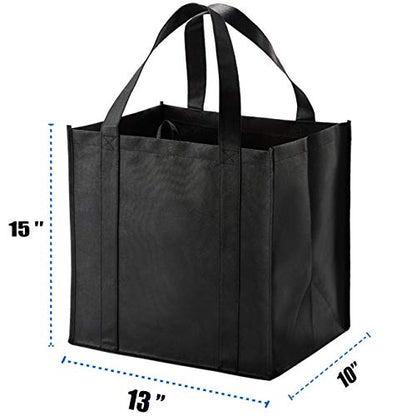 NERUB Set of 10 Reusable Grocery Bags Heavy Duty Shopping Bags Large Grocery Totes with Reinforced Bottom Super Sturdy Handles, Black - color: Black